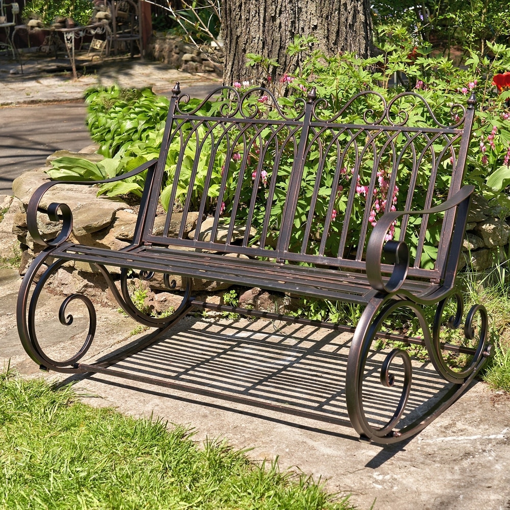 Iron Rocking Garden Bench \