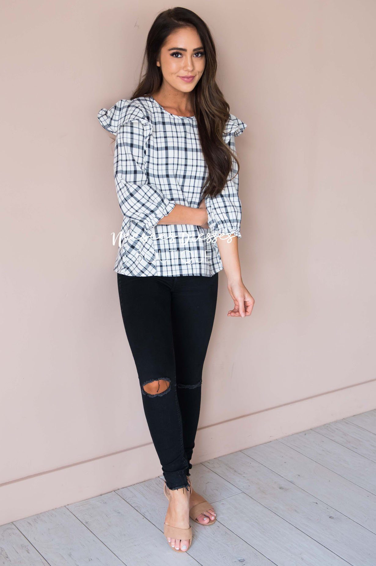 City Casual Ruffle Shoulder Top