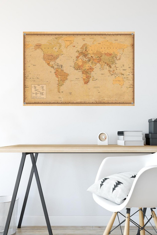 Trends International Antique World Map 2023 Unframed Wall Poster Prints