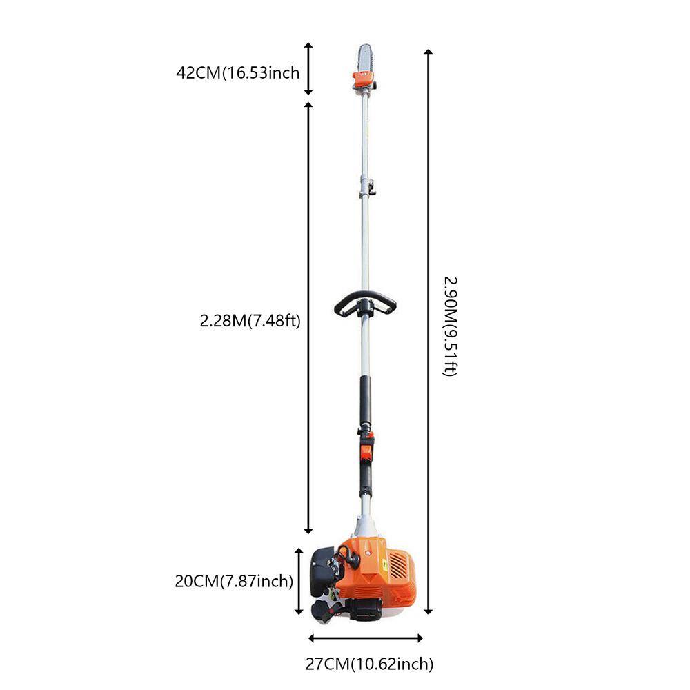 YIYIBYUS 59 in. 52cc 2-Stroke Gasoline Engine Tree Pole Saw Pruner Cordless Gas Chainsaw BI-MLLCR-1507+08