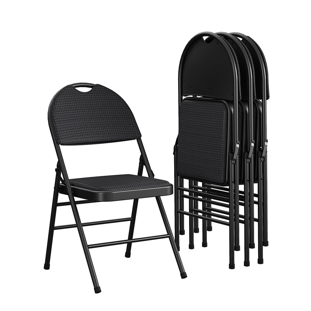 COSCO Commercial XL Comfort Fabric Padded Metal Folding Chair (4 Pack)