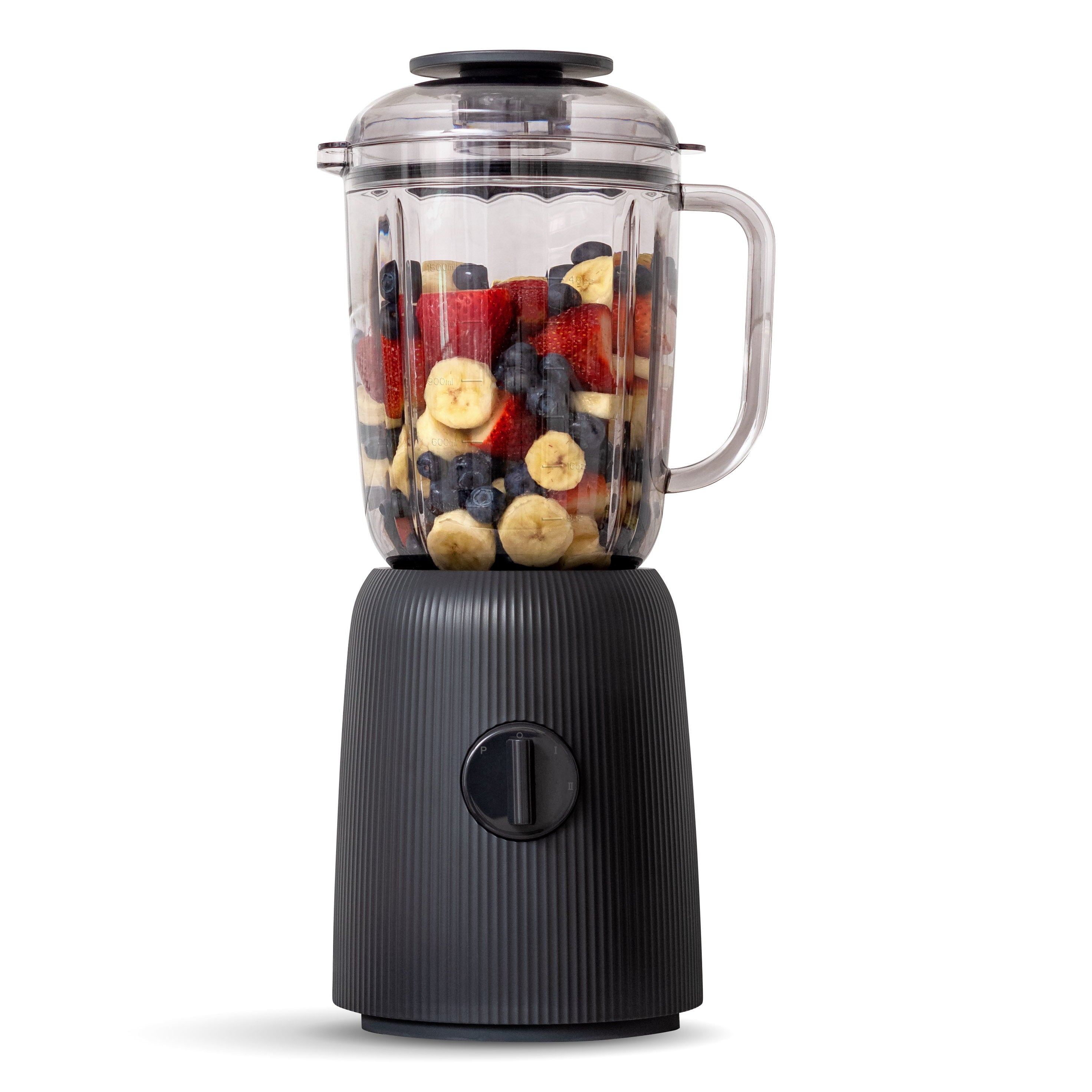 IRIS USA 3-Speed High-Power Professional-grade Countertop & Kitchen Blender - 50 oz Tritan Jar, Titanium-Coated Stainless Steel -Blades, Charcoal Black