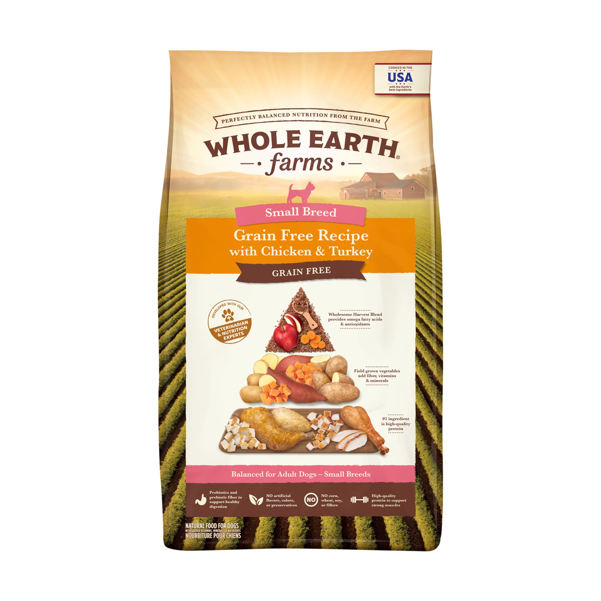 Whole Earth Farms Grain Free Small Breed Chicken and Turkey Recipe Dry Dog Food， 4 lbs.