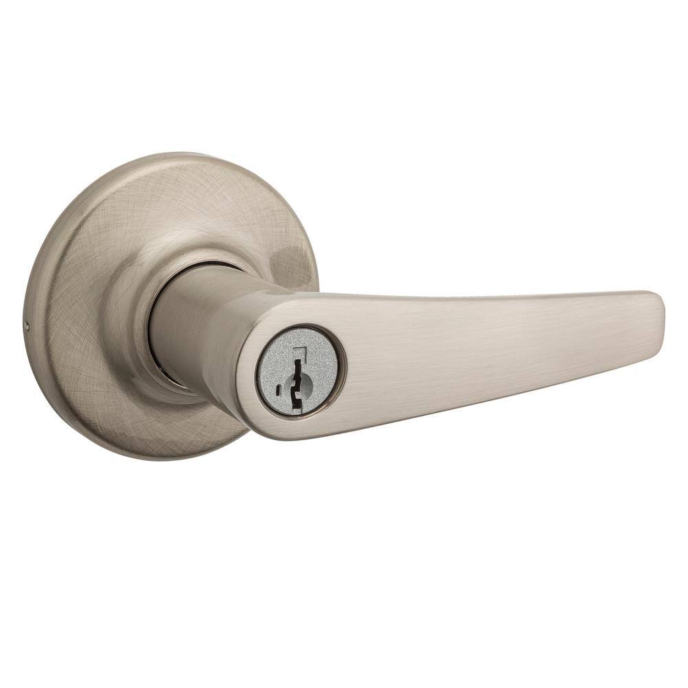 Kwikset Delta Satin Nickel Keyed Entry Door Handle featuring SmartKey Security and Microban Technology 405DL15SMT6ALRCSK4V1