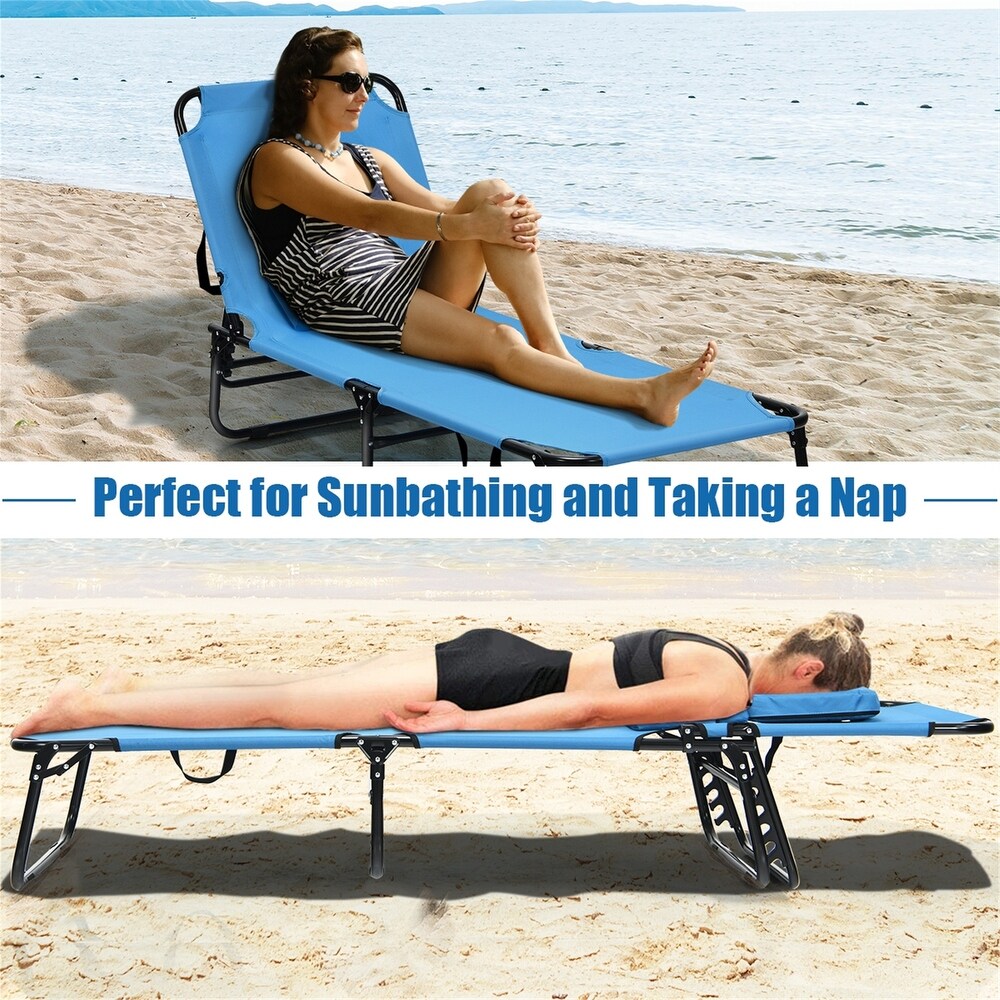 Outdoor Folding Chaise Beach Pool Patio Lounge Chair Bed