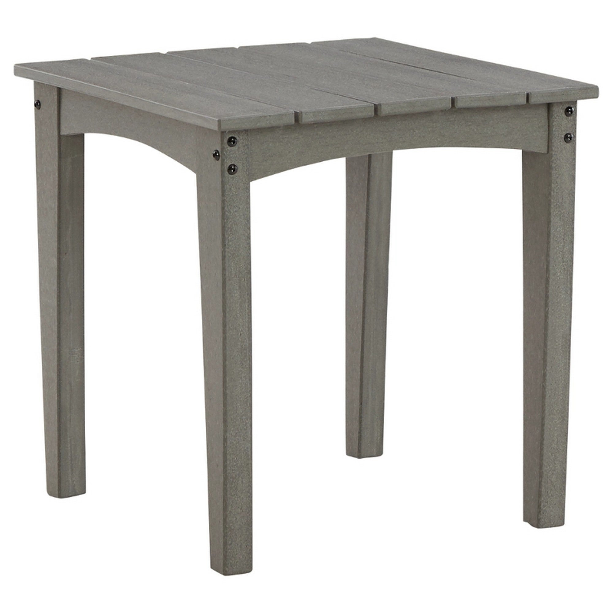 End Table with Slatted Top and Tapered Legs， Gray