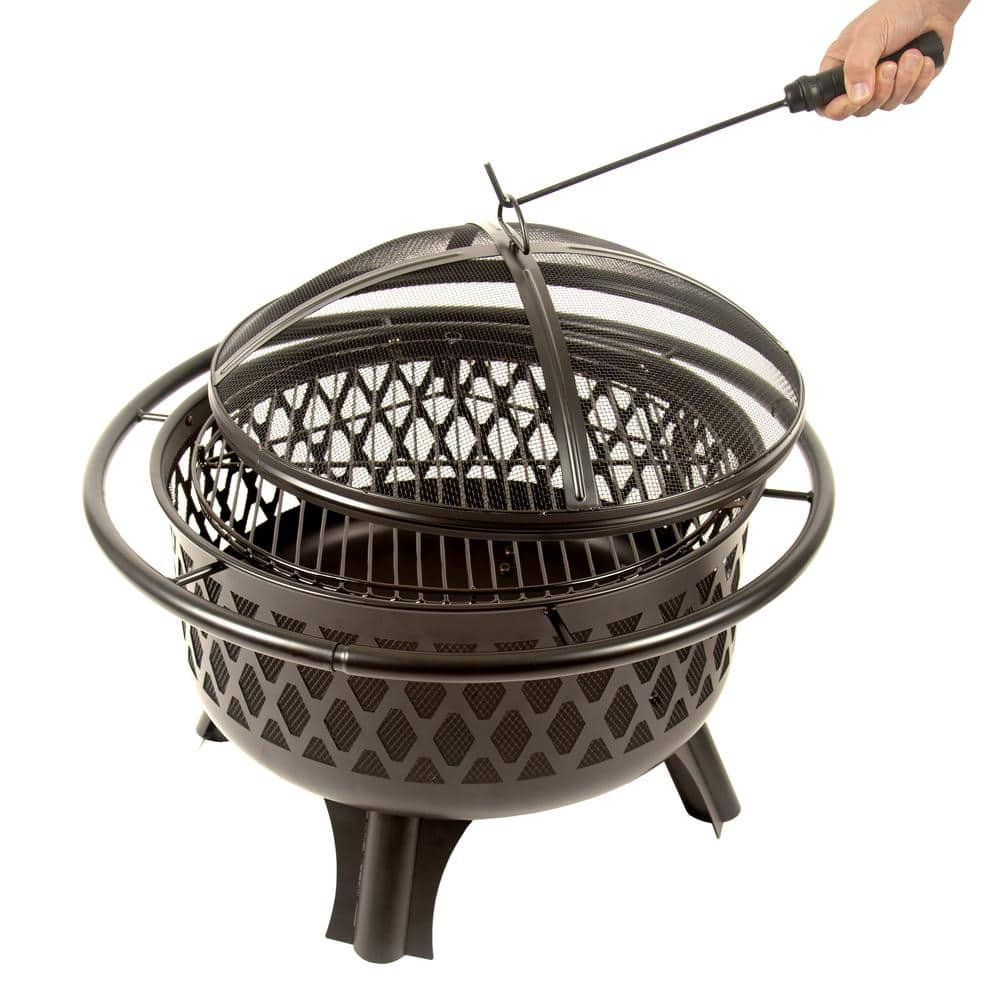 Hampton Bay Piedmont 30 in. Steel Fire Pit in Black with Poker OFW992RA