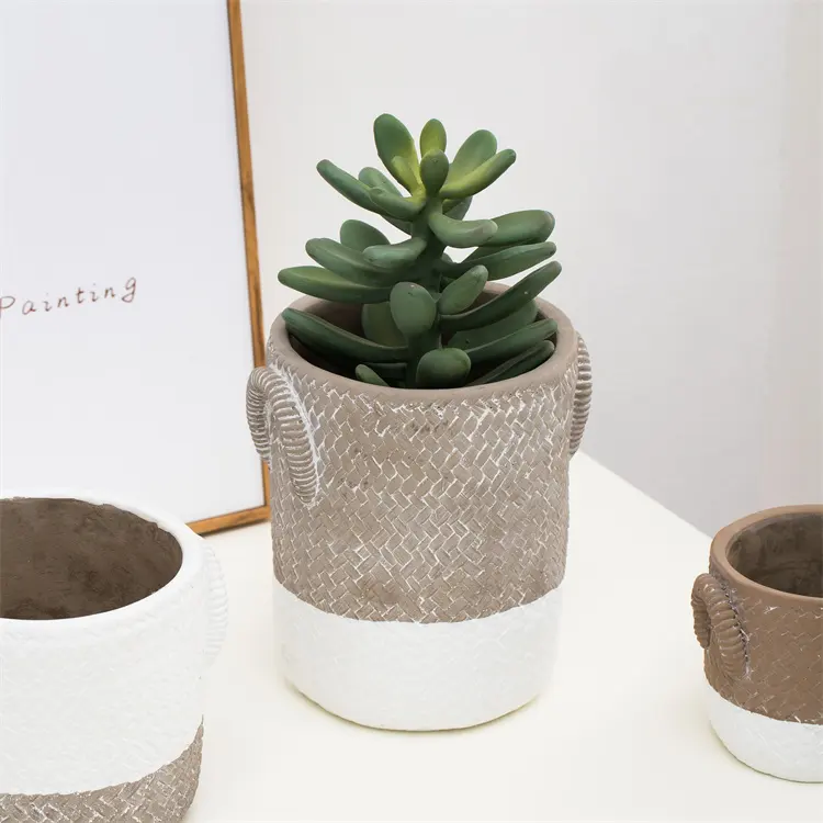 Garden supplies manufacturer indoor herb home decor maceteros unique rustic cement flower pots outdoor succulent plant pot