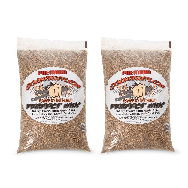 Cookinpellets 40pm Perfect Mix All natural Hickory Cherry Hard Maple And Apple Grill Smoker Smoking Hardwood Wood Pellets 40 Lb Bag 2 Pack