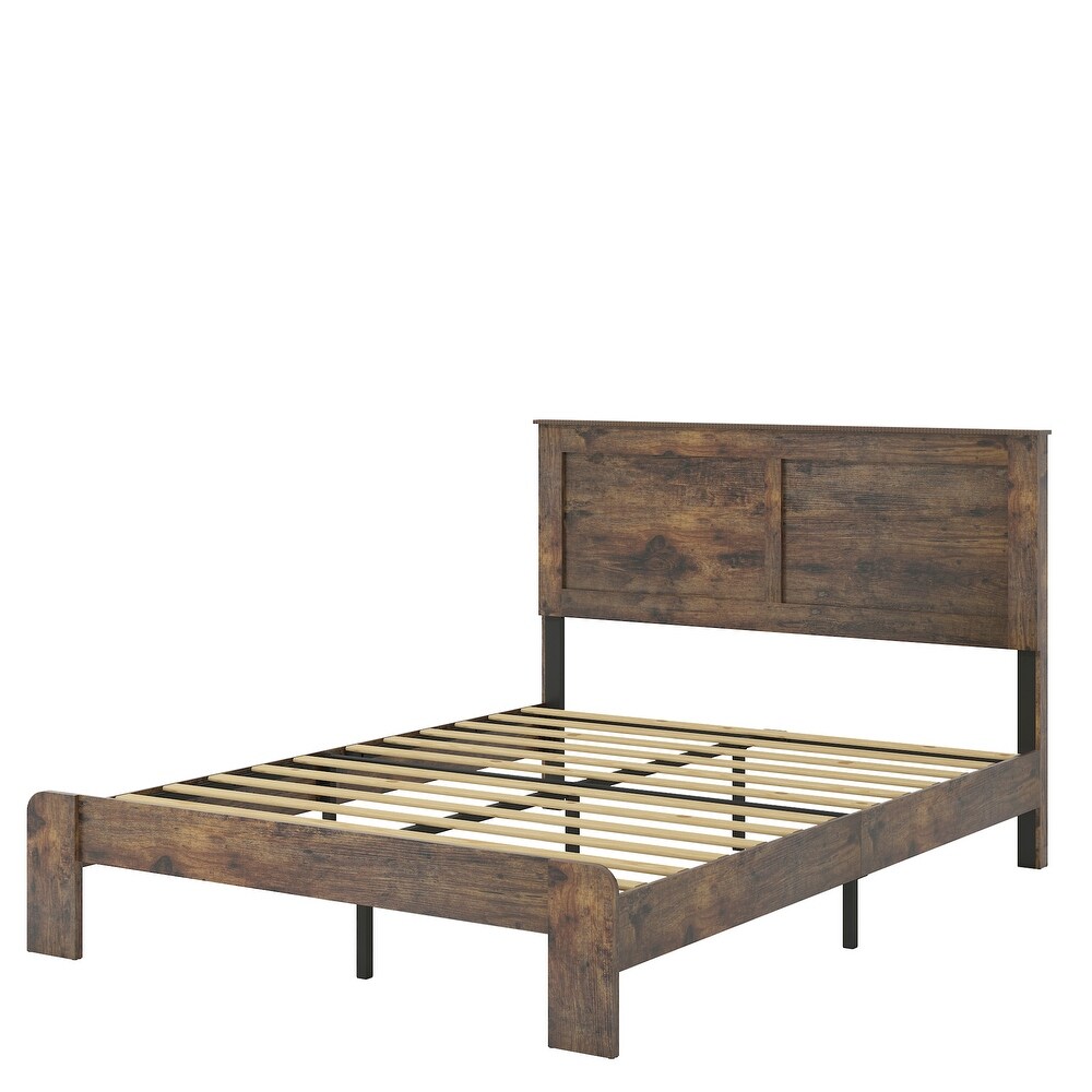 Wood Platform Bed Frame Large Under Bed Storage and Noise Free