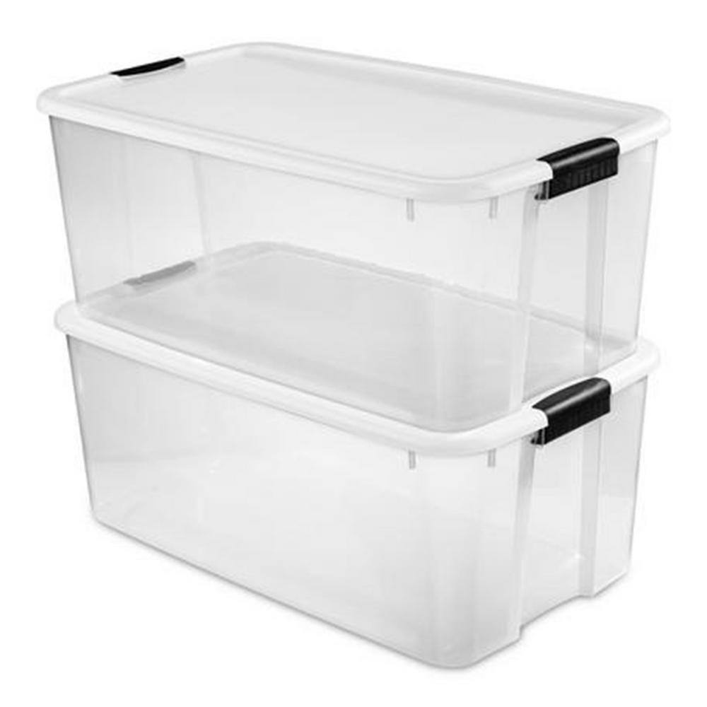 Sterilite 116-Qt. Stackable Latching Storage Box Containers Clear (4-Pack) 4 X 19909804