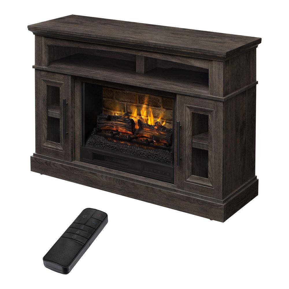 StyleWell Stanwich 48 in. Freestanding Electric Fireplace TV Stand in Warm Gray Taupe with Charcoal Birch Grain HDFP48-53E