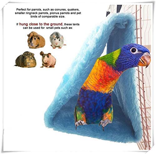 SAYTAY 2 Pack Warm Bird Nest House Bed Hanging Hammock Sleeping Bed Plush Hanging Snuggle Cave Happy Hut for Pet Parrot Parakeet Cockatiel Conure Cockatoo African Grey Macaw(BlueandGrey)