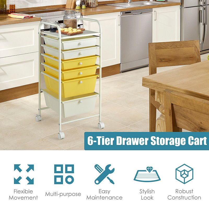 6 Drawers Rolling Storage Cart Organizer