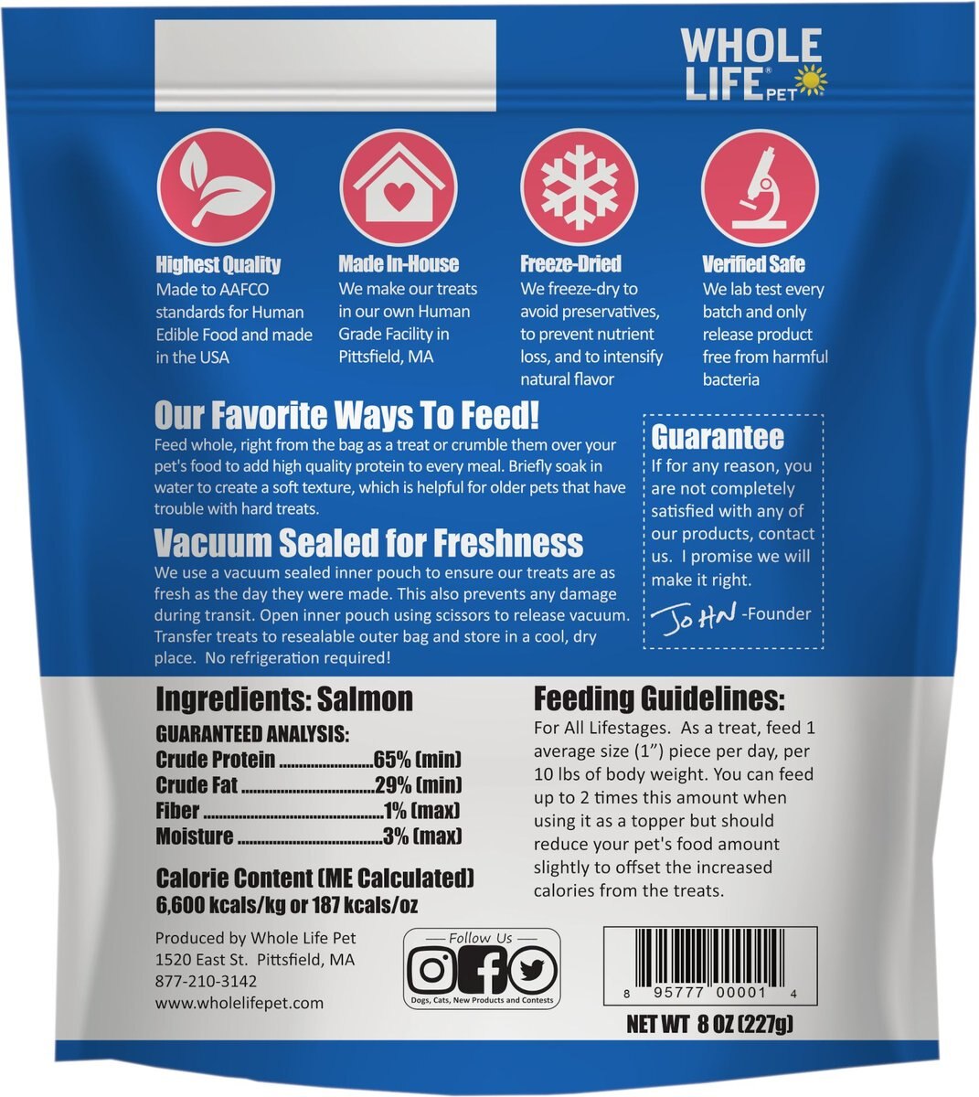 Whole Life Just One Ingredient Pure Salmon Fillet Freeze-Dried Dog and Cat Treats