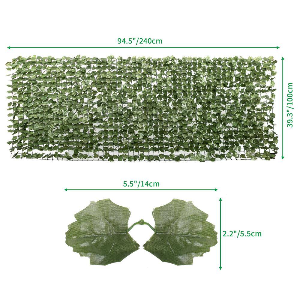 Afoxsos 3.3 ft. x 7.9 ft. Plastic Outdoor Fence Maple Leaf 740 Leaves in Green SYHW146