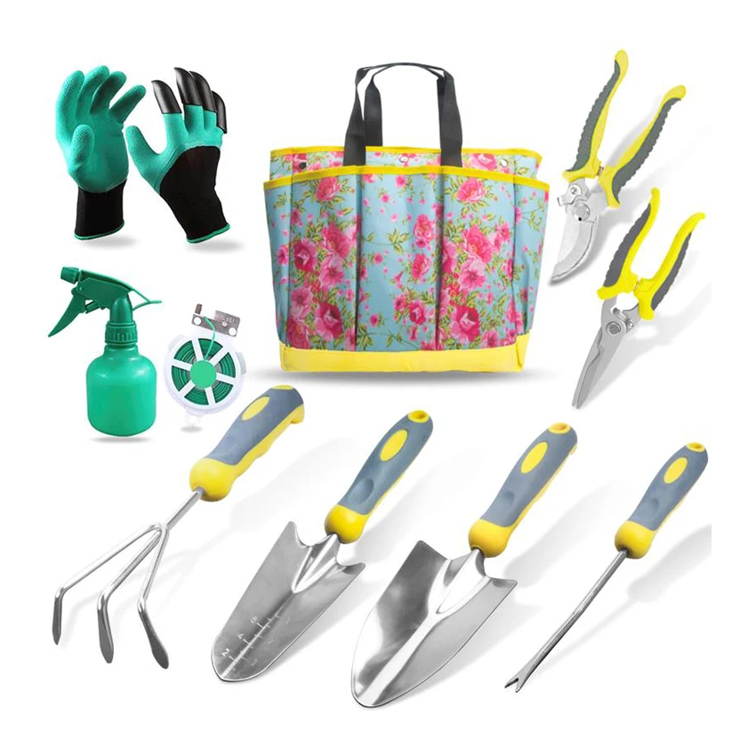 9Pcs Garden Set Home Agricultural Garden Hand Tool Set Ground Digging Tools Trowel Pruner Agricultural  Hand Garden Tool Set