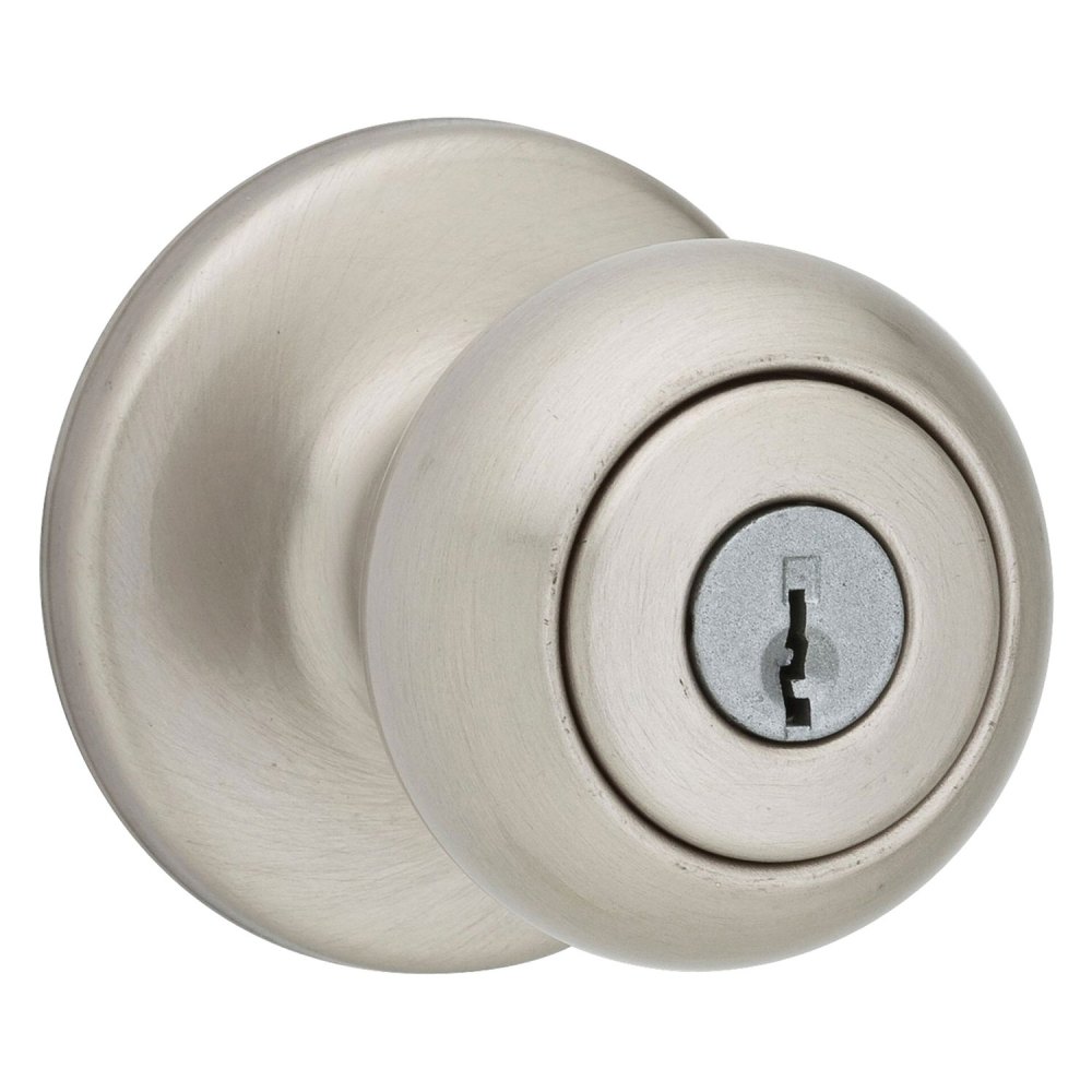 Satin Nickel Security Keyed Entry Exterior Cove Lockset Knob