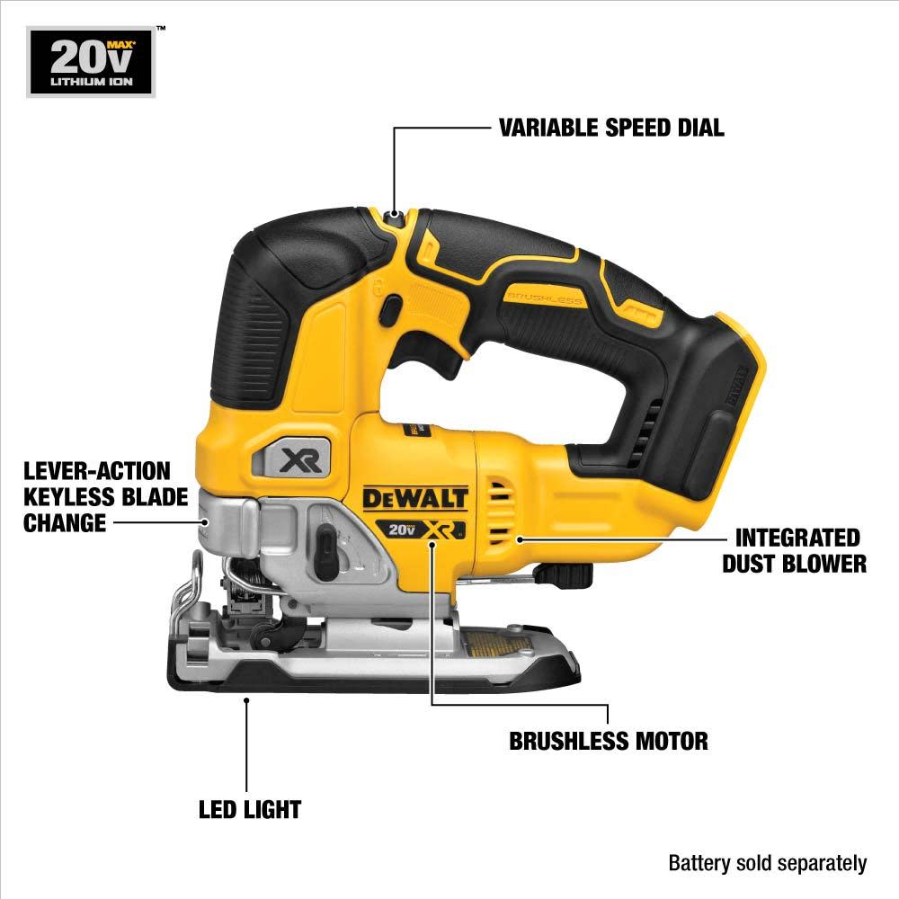 DEWALT XR 20-Volt Max Brushless Variable Speed Keyless Cordless Jigsaw (Battery Included) Kit ;