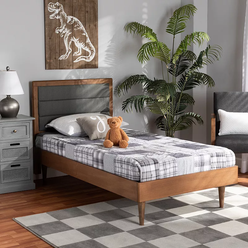 Baxton Studio Seren Upholstered Twin Platform Bed