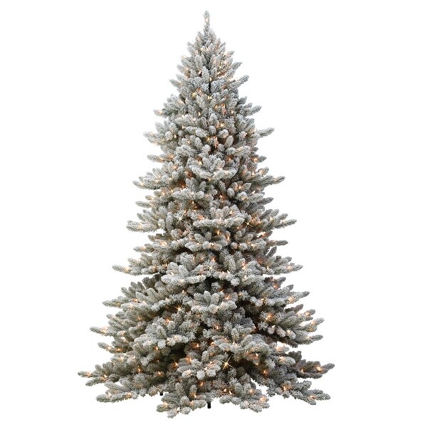 7.5' Royal Majestic Fir Flocked Green Christmas Tree Clear Lights