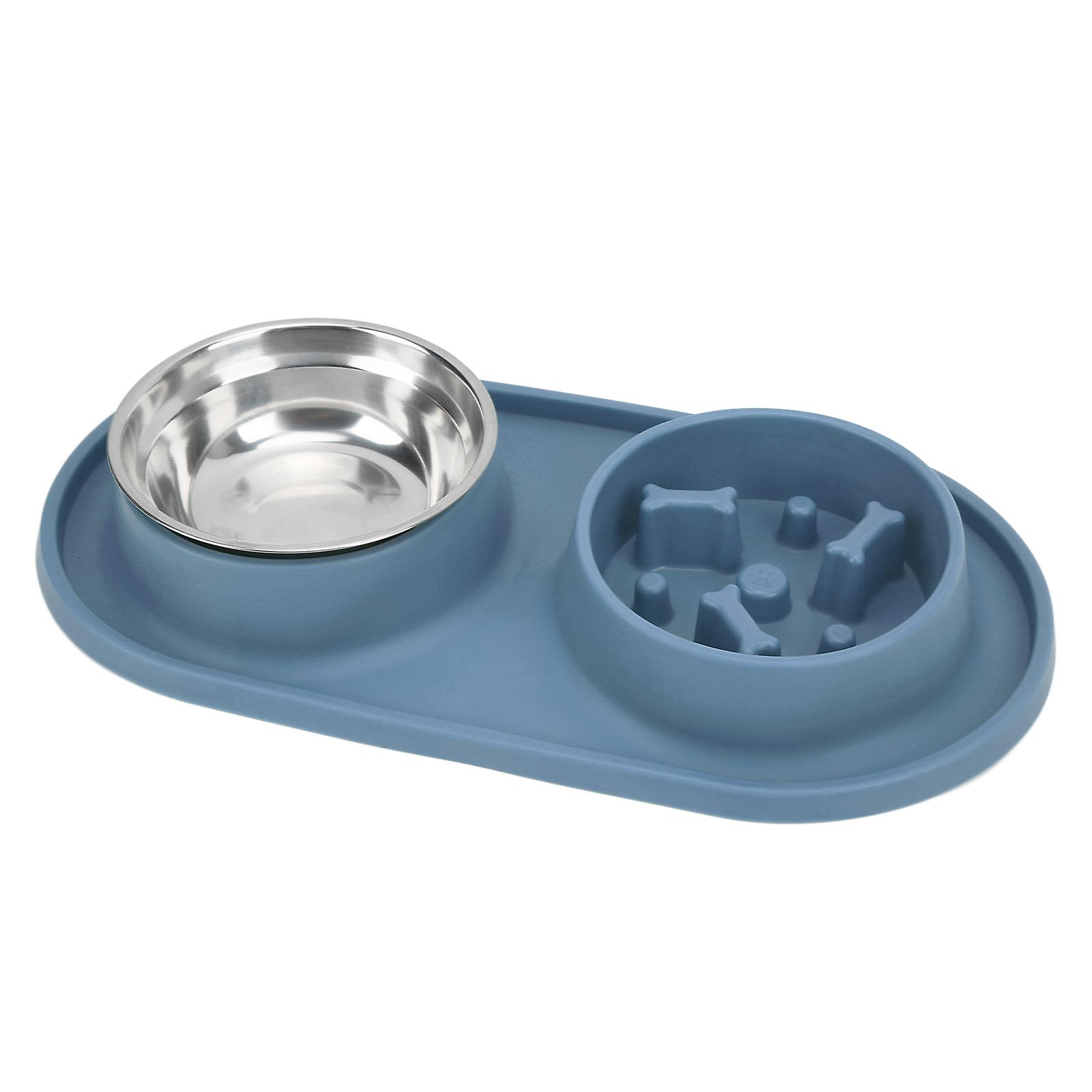 Pet Food And Water Bowls Anti Skid And Removable Double Pet Bowls For Dogs And Catsblue