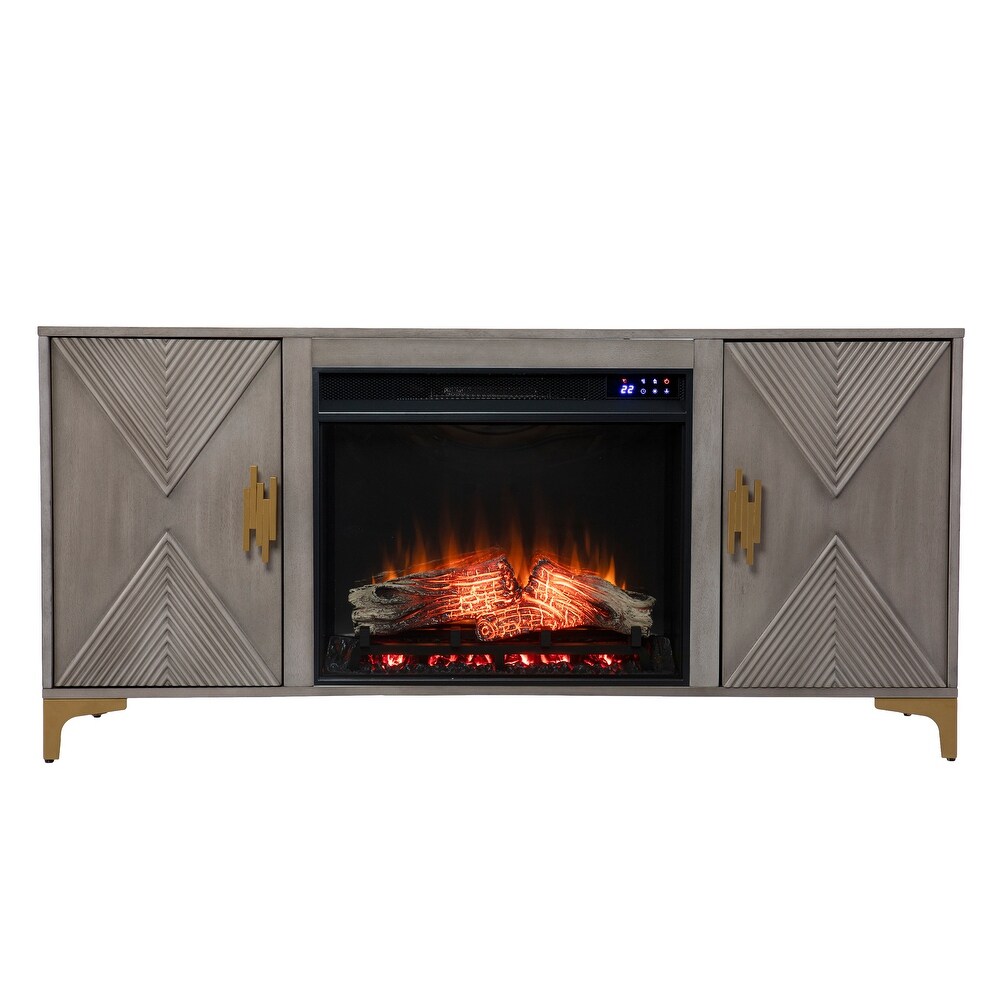 SEI Furniture Lillyvale Contemporary Media TV Stand with Electric Fireplace Insert and Storage