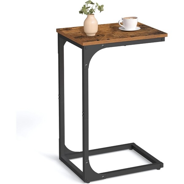 CShaped End Table，Small Side Table with Metal Frame for Living Room，Bedroom