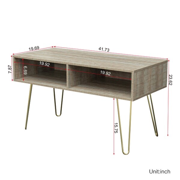 42 inch Modern Simple Small TV Stand with 2 CabinetandGolden Metal Legs