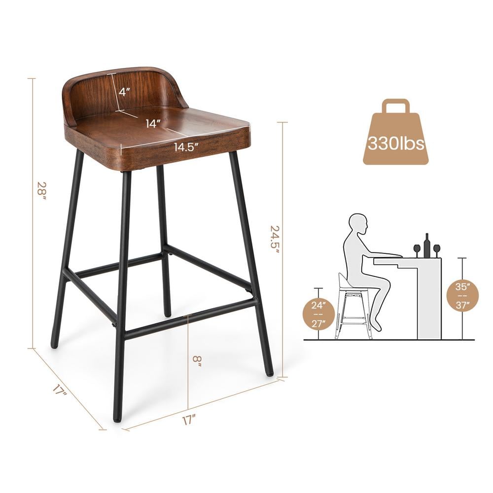 Gymax 4PCS 28 in.  Low-Back Bar Stool Industrial Counter Height Chair Stool GYM09678