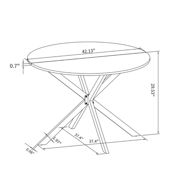 42.13'' Modern Cross Leg Round Dining Table for 2 People，Kitchen Bar Table with 2Piece Removable Top