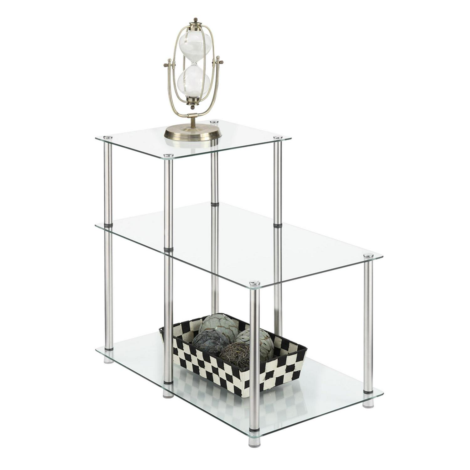 Convenience Concepts Designs2Go No Tools 3 Tier Glass Step End Table