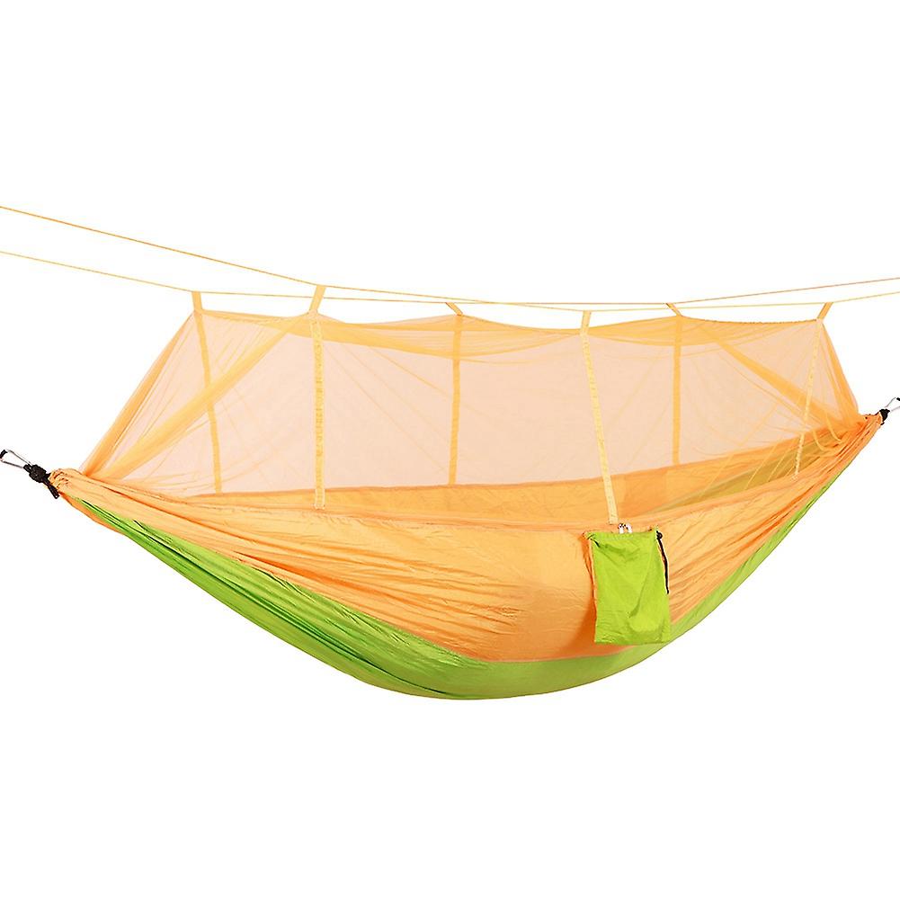 260x140cm Lightweight Outdoor Mosquito Net Hammock Rollover Prevention Camping Hammock Swingyellow And Yellowish Green