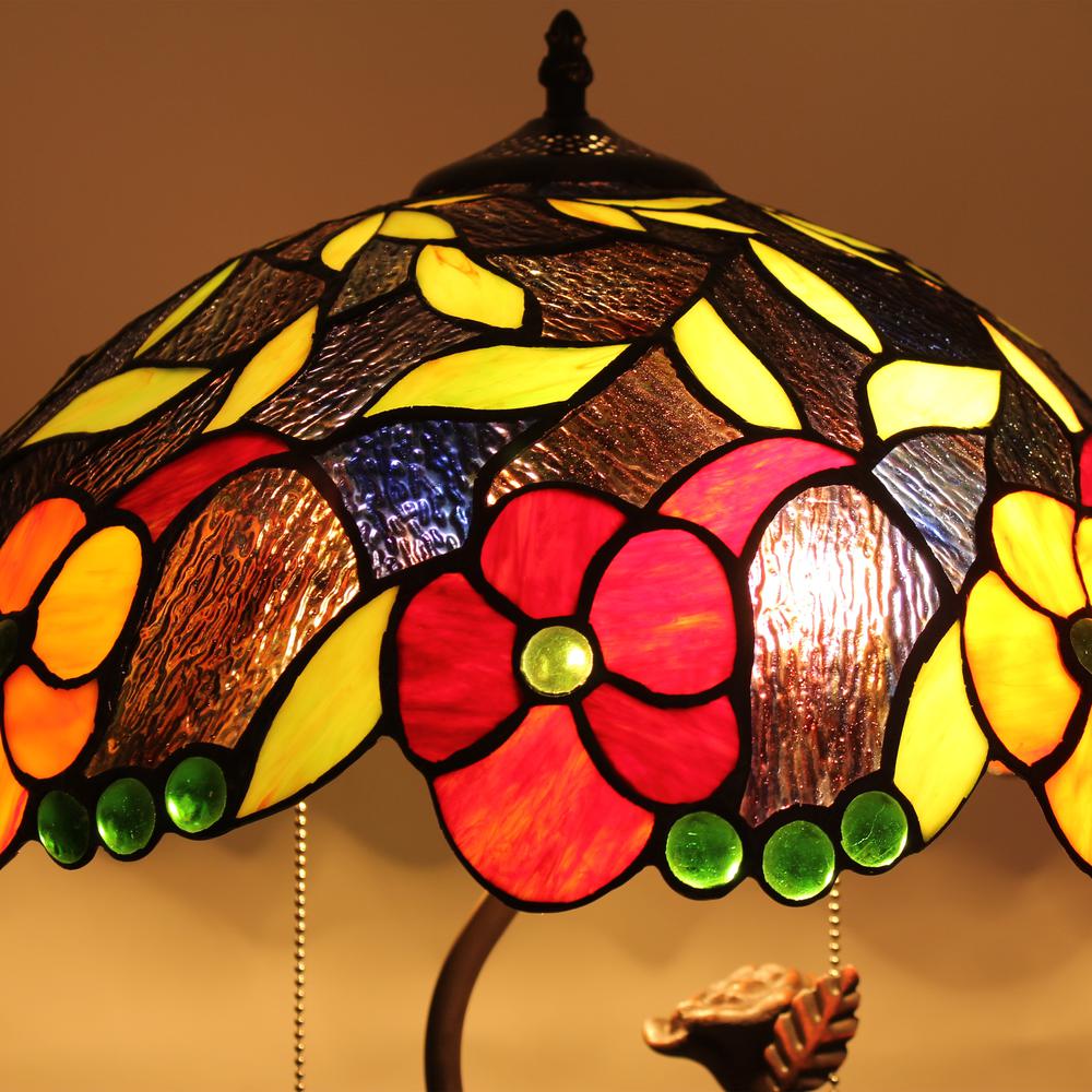 CHLOE Mariebelle Tiffany-Style Floral Stained Glass Table Lamp 16" Width