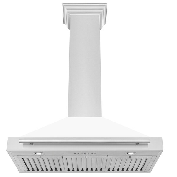 ZLINE Stainless Steel Range Hood with White Matte Shell and Stainless Steel Handle (KB4STX-WM)