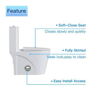 UPIKER Modern 12 in. Rough-In 1-piece 1.27 GPF Dual Flush Elongated Toilet in White Seat Included UP2210TOW1854