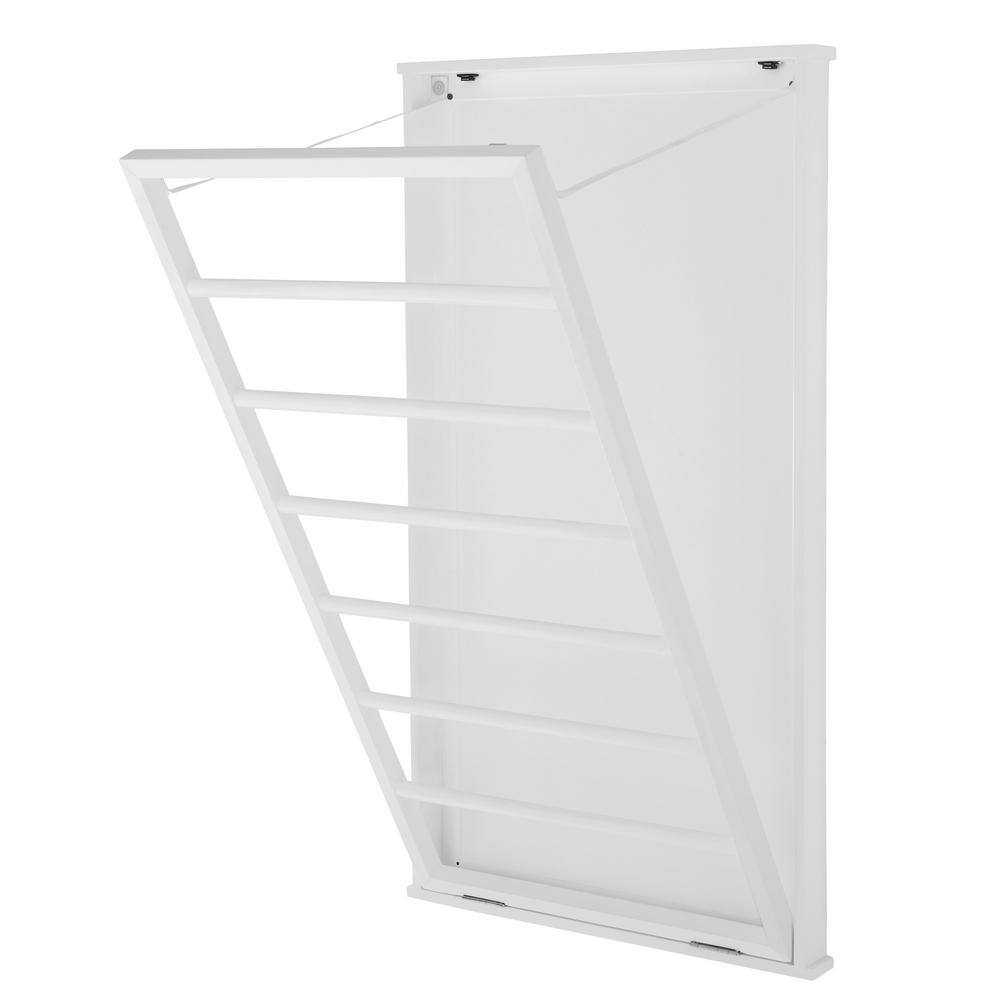 StyleWell 42 in. H x 24 in. W x 2 in. D White Wood Collapsible Laundry Wall Rack 19MJE2941