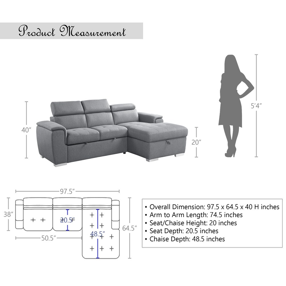 McCoy 2 Piece Sofa Chaise with Pull Out Bed