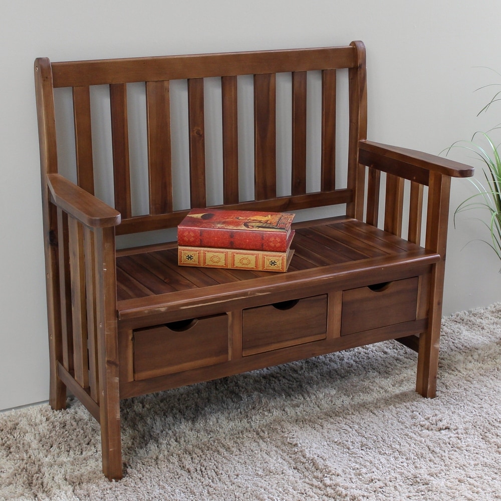International Caravan Highland 3 Drawer Acacia Bench