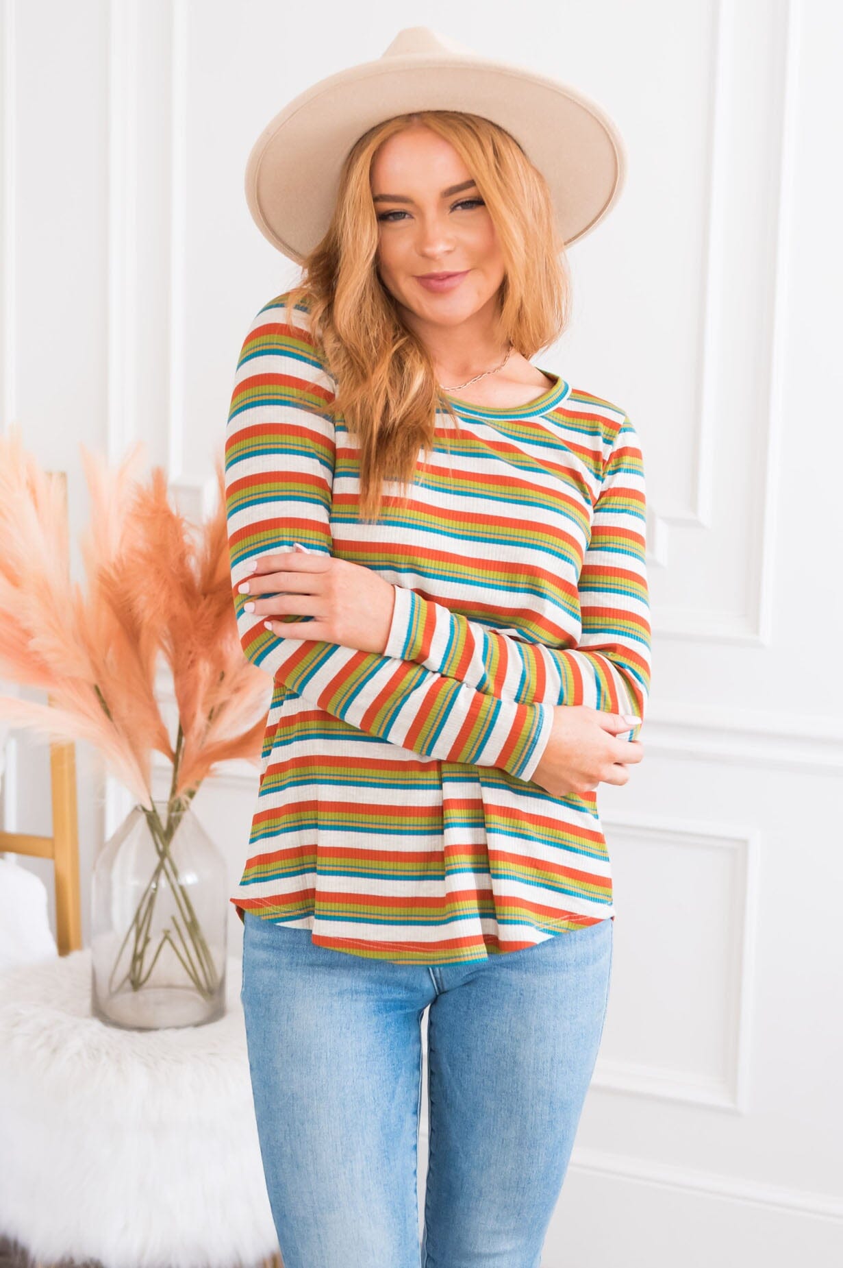 Come On And Dance Modest Ribbed Top