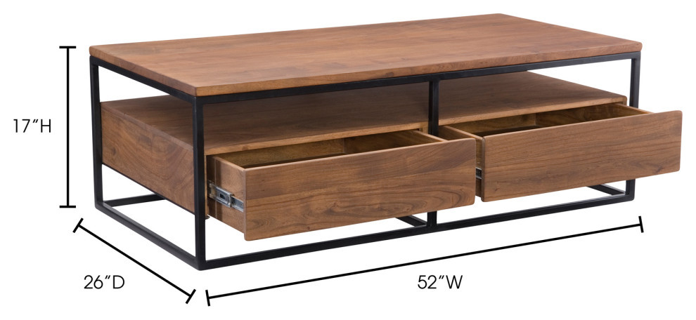 52 Inch Coffee Table Brown Industrial Moe  x27s Home   Industrial   Coffee Tables   by Sideboards and Things  Houzz