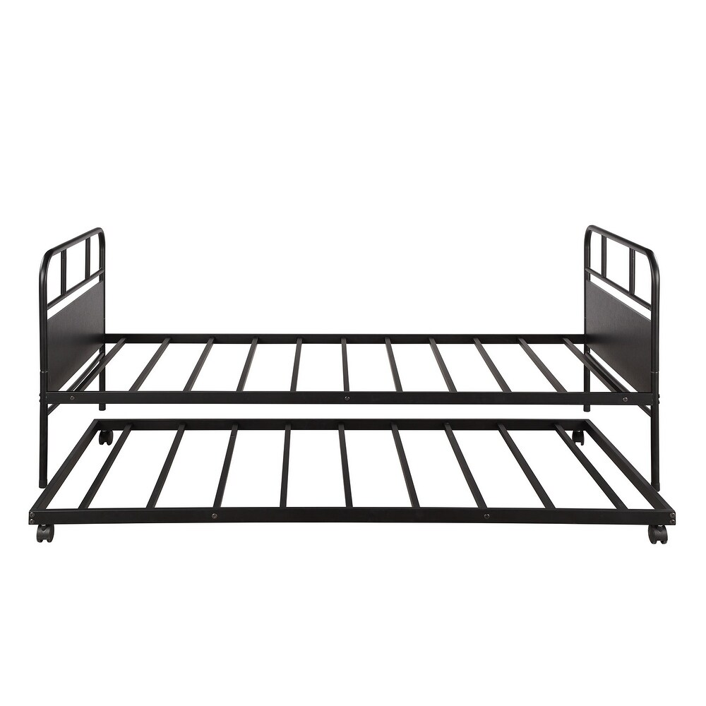 Metal Daybed Platform Bed Frame with Trundle