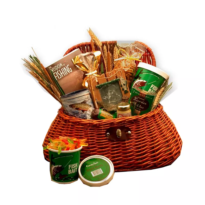 GBDS The Fisherman's Fishing Creel Gift Basket - fishing gift basket