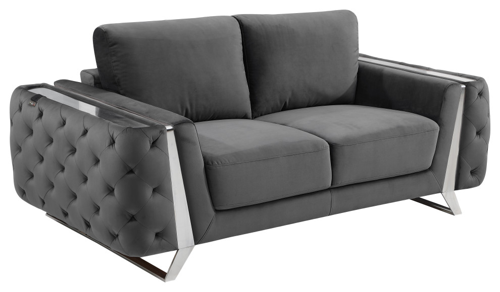 Lorenzo Velvet Loveseat   Contemporary   Loveseats   by Luxuriant Furniture  Houzz