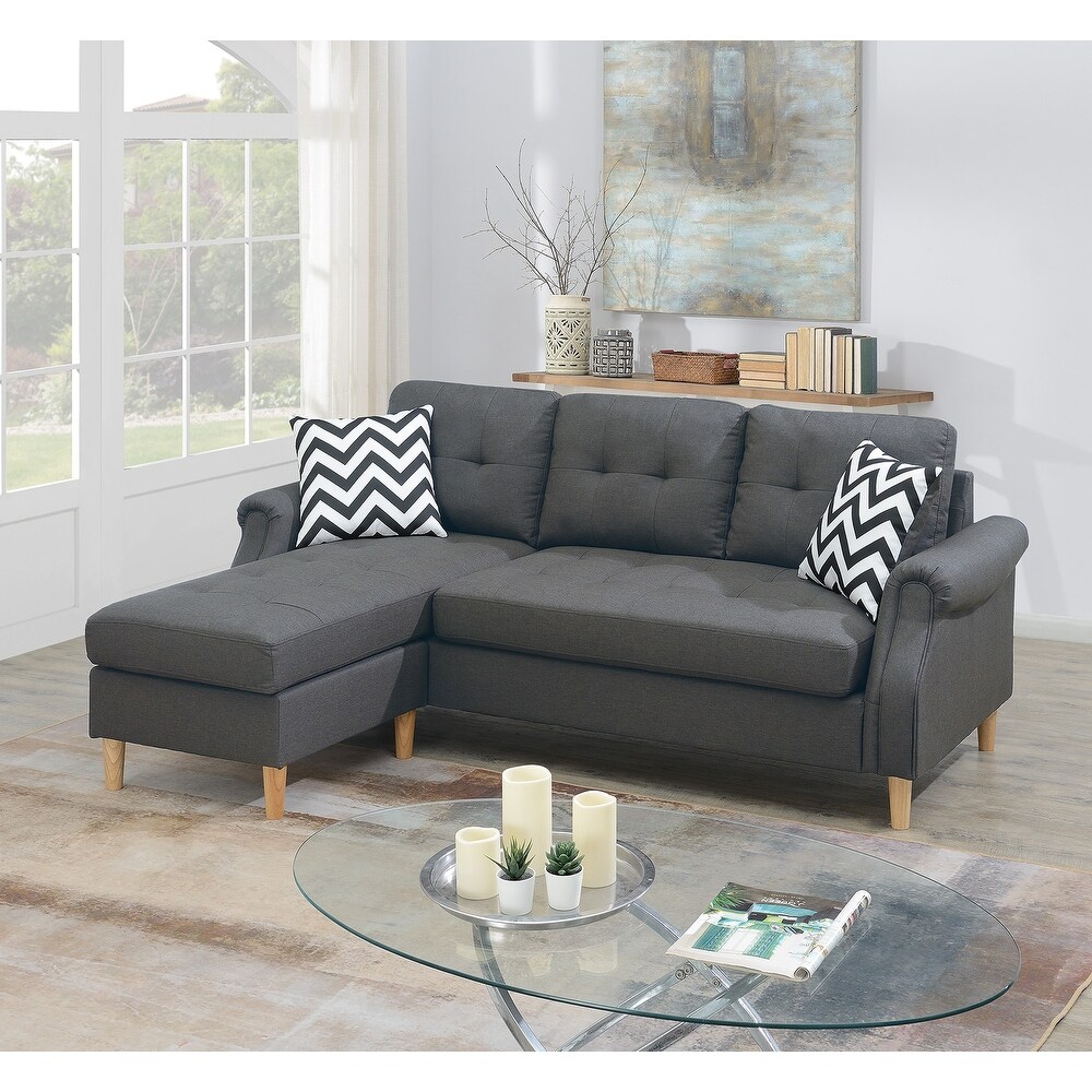 Poundex Reversible Sectional Set W/ 2 Accent Pillows