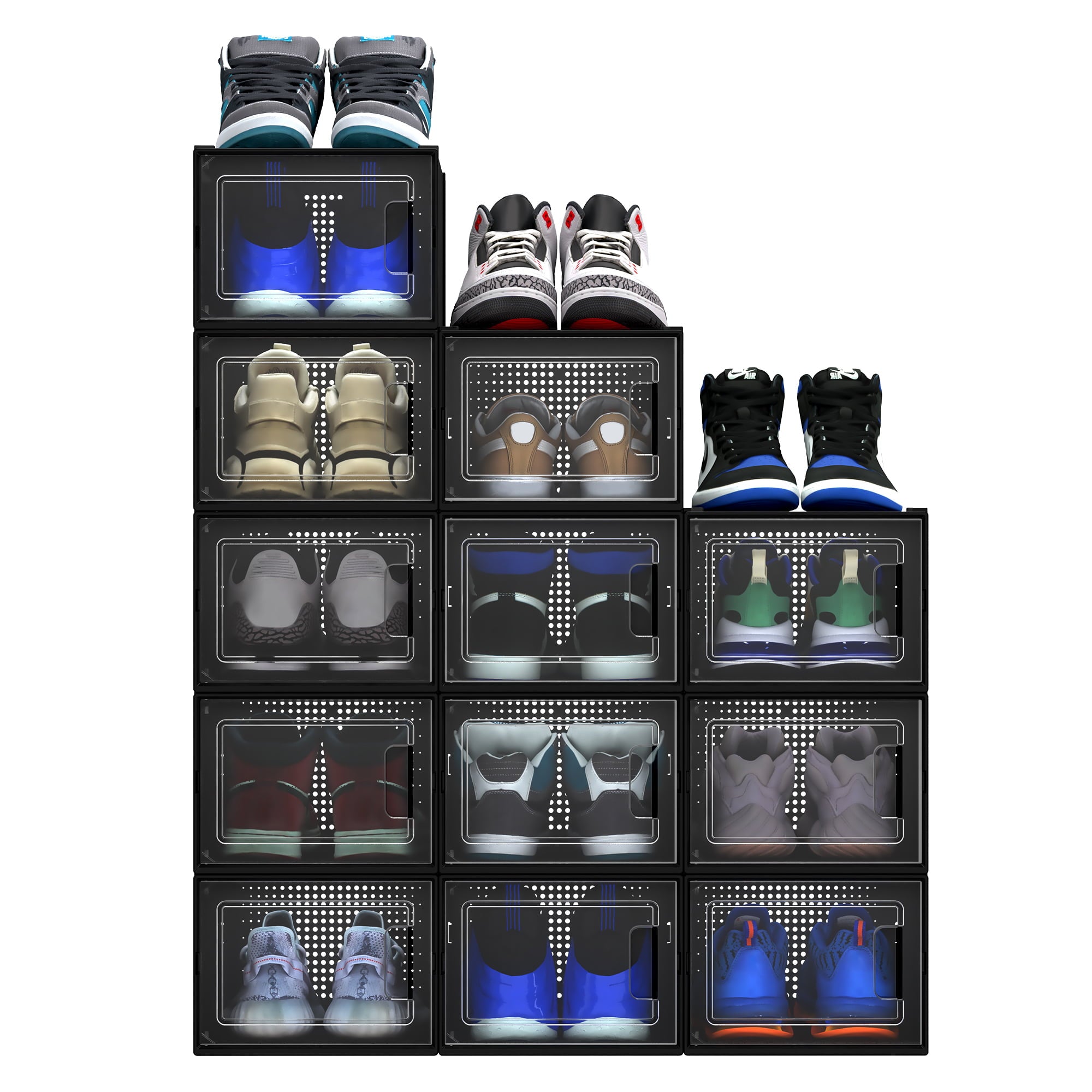 YITAHOME 12Pcs Shoe Box Stackable Storage Plastic Sneaker Organizer Big Cases Large High Heel