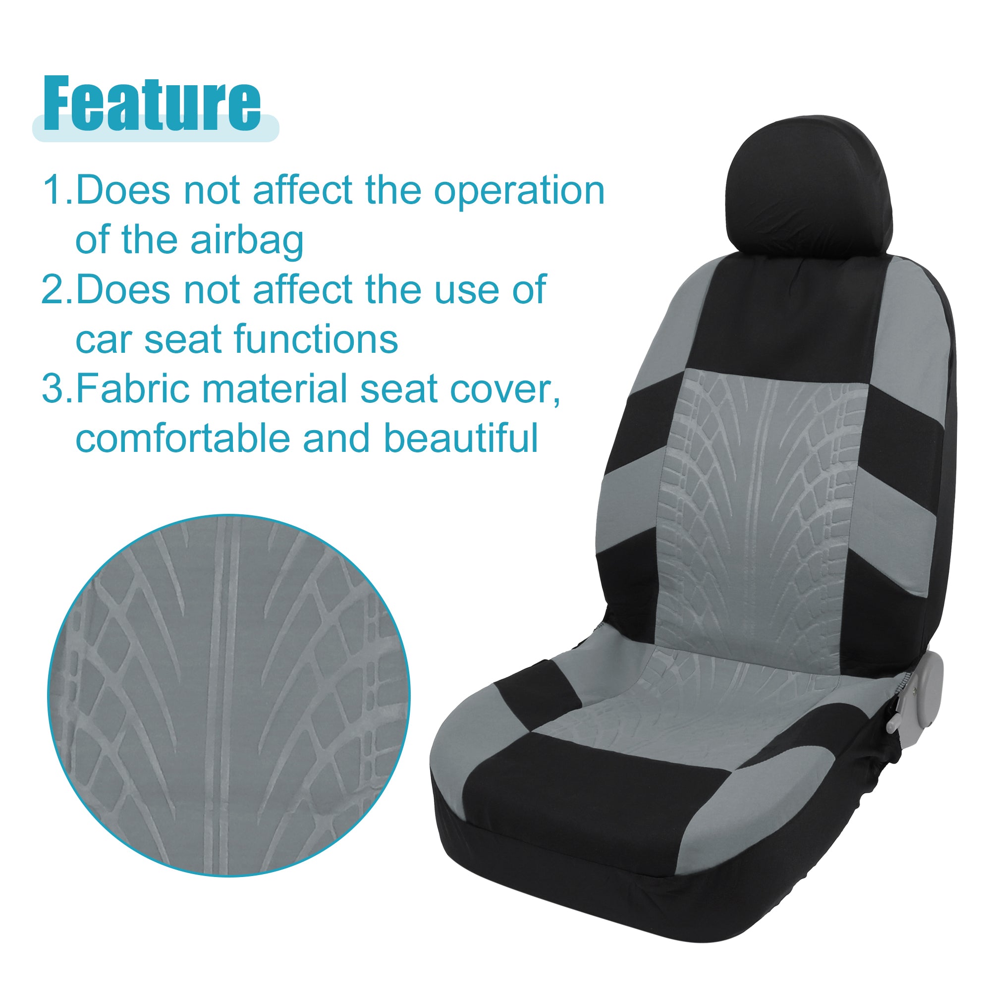 Unique Bargains Universal Front Seat Cover Kit Cloth Fabric Seat Protector Pad for Most Car Auto Truck Gray