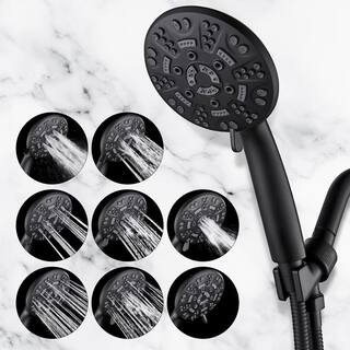 Heemli 8-Spray Patterns 4.3 in. Wall Mount Handheld Shower Head in Matte Black KDP0301B