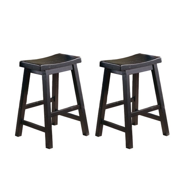 24-inch Solid Wood Counter Height Backless Stools Set of 2 in Black Finish