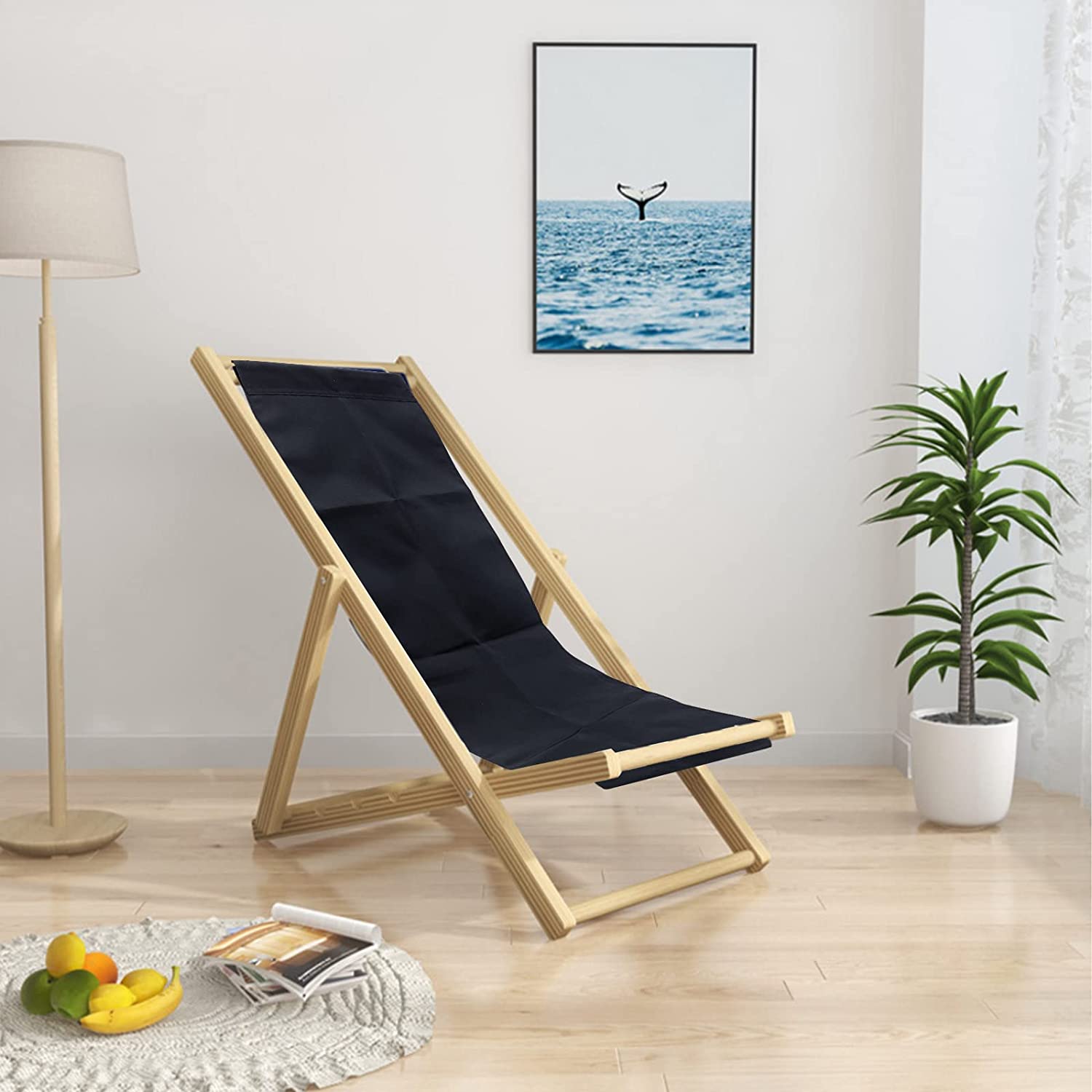 Beach Sling Chair Replacement Fabric Black Casual Simple Beach Chair Replacement Oxford Cloth for Home Beach Chair Protect Replacement (44.69x17.13inch)